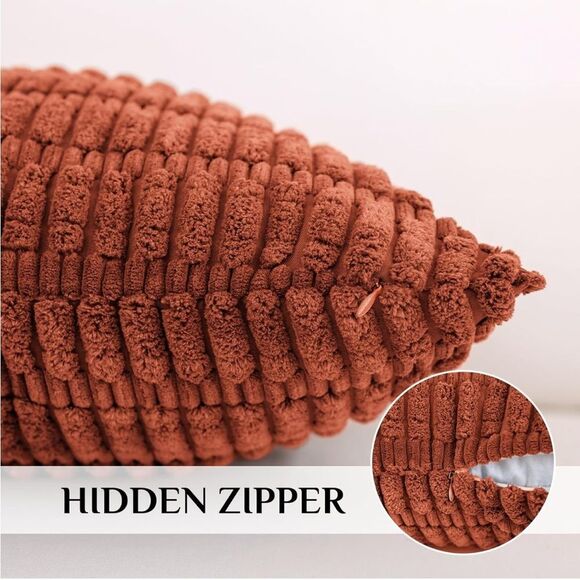 Rust colored  Textured Throw Pillow Covers - Picture 3 of 4